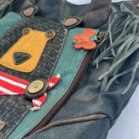 Chala Navy Blue Patriotic Brown Bear Tote Bag - Picture 6 of 11